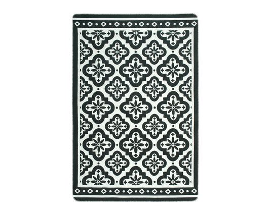 Arya Neo Black White Rug - Full View | Artistry Home