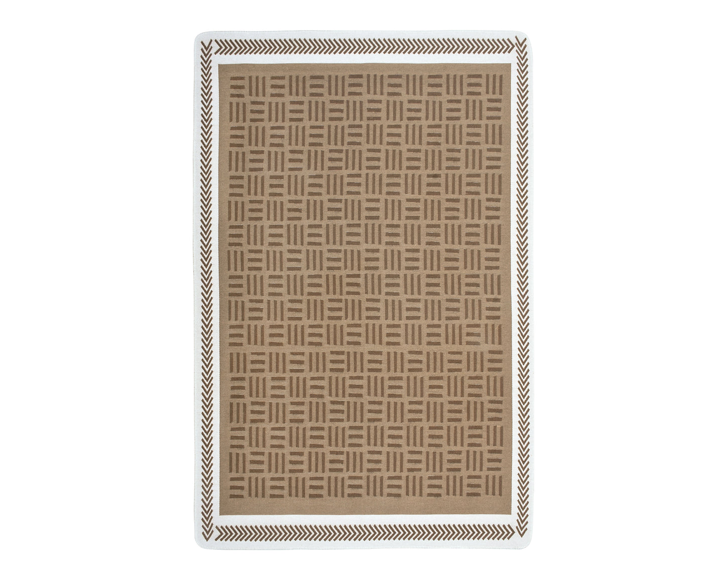 Arya Brown White Rug - Full View | Artistry Home