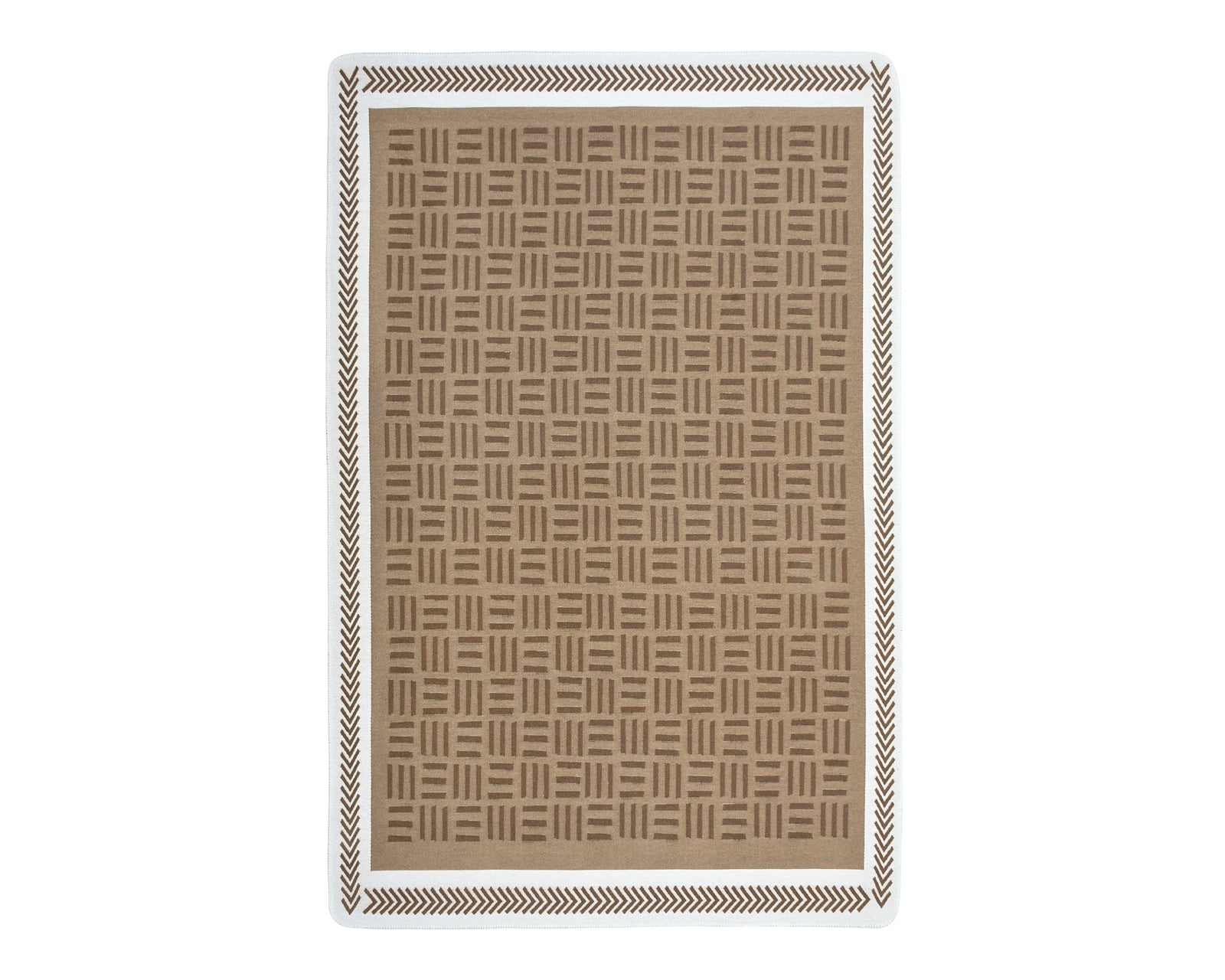 Arya Brown White Rug - Full View | Artistry Home