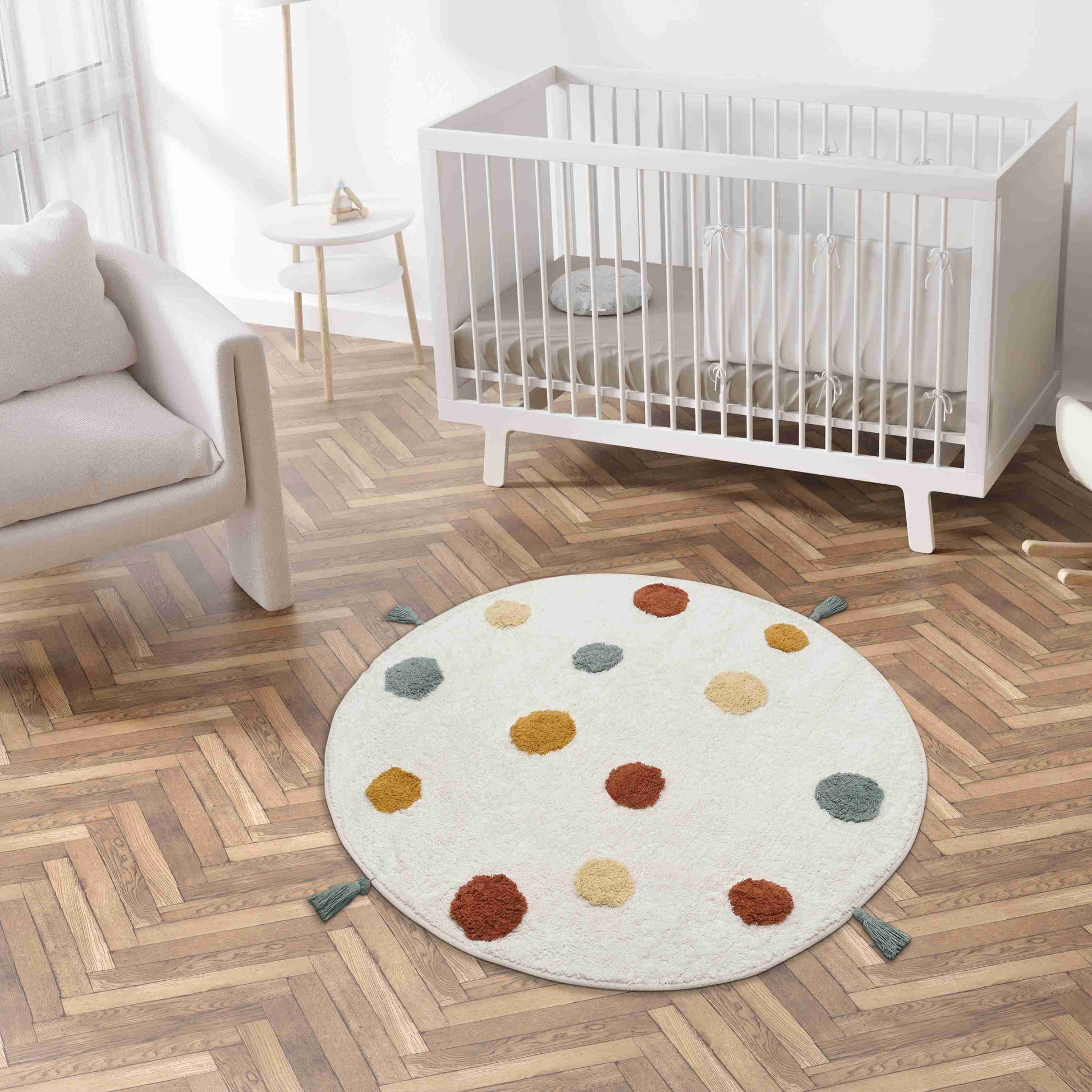 Cotton Boon Dots Round Rug - Beautifully Styled in a Warm Living Space | Artistry Home