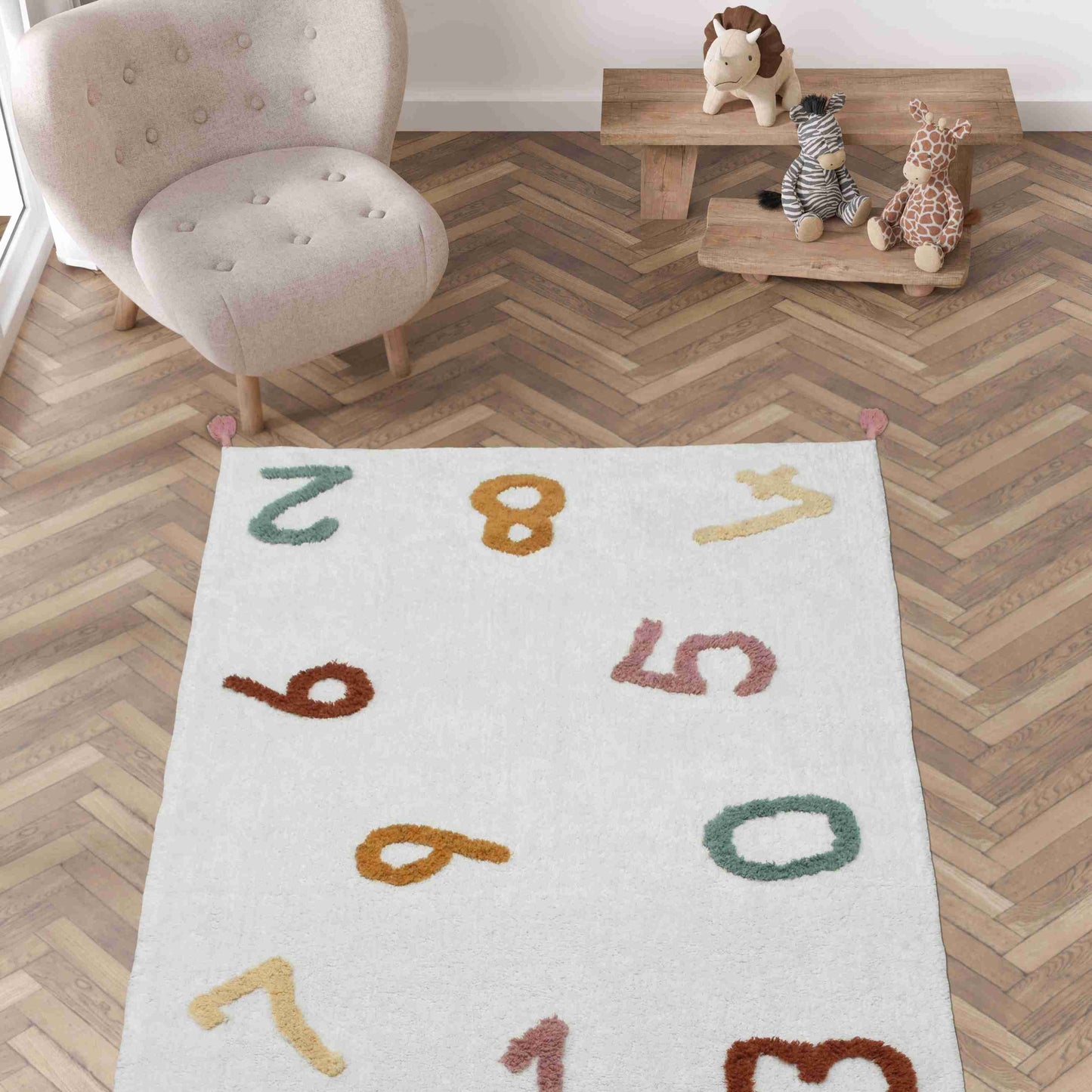Cotton Boon Numbers Rug - Beautifully Styled in a Warm Living Space | Artistry Home