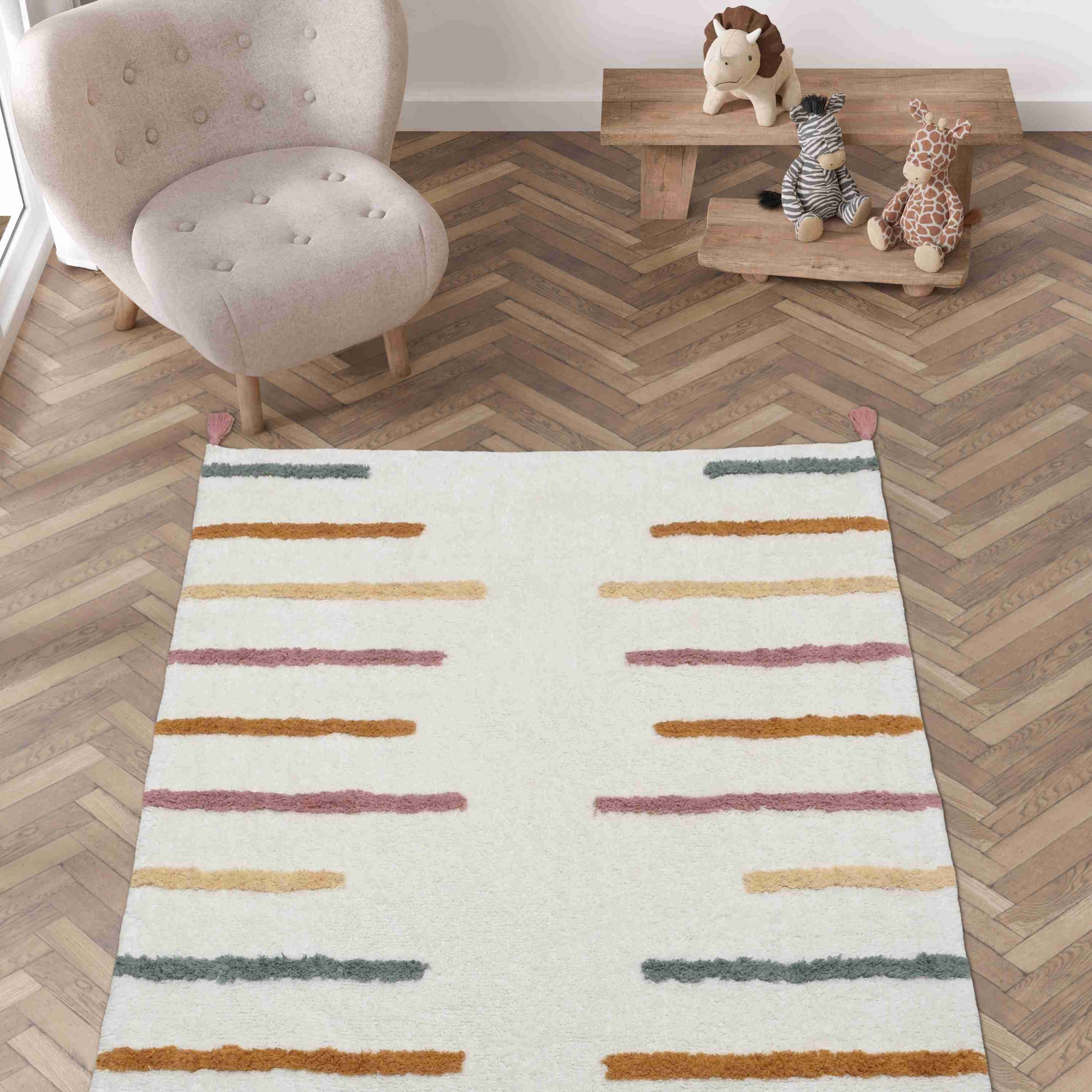 Cotton Boon Stripes Rug - Beautifully Styled in a Warm Living Space | Artistry Home