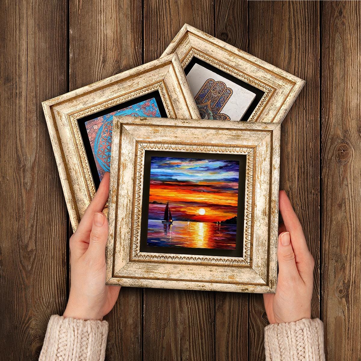 Claude Monet Trio Natural Stone Wall Art - Natural Stone | Artistry Home