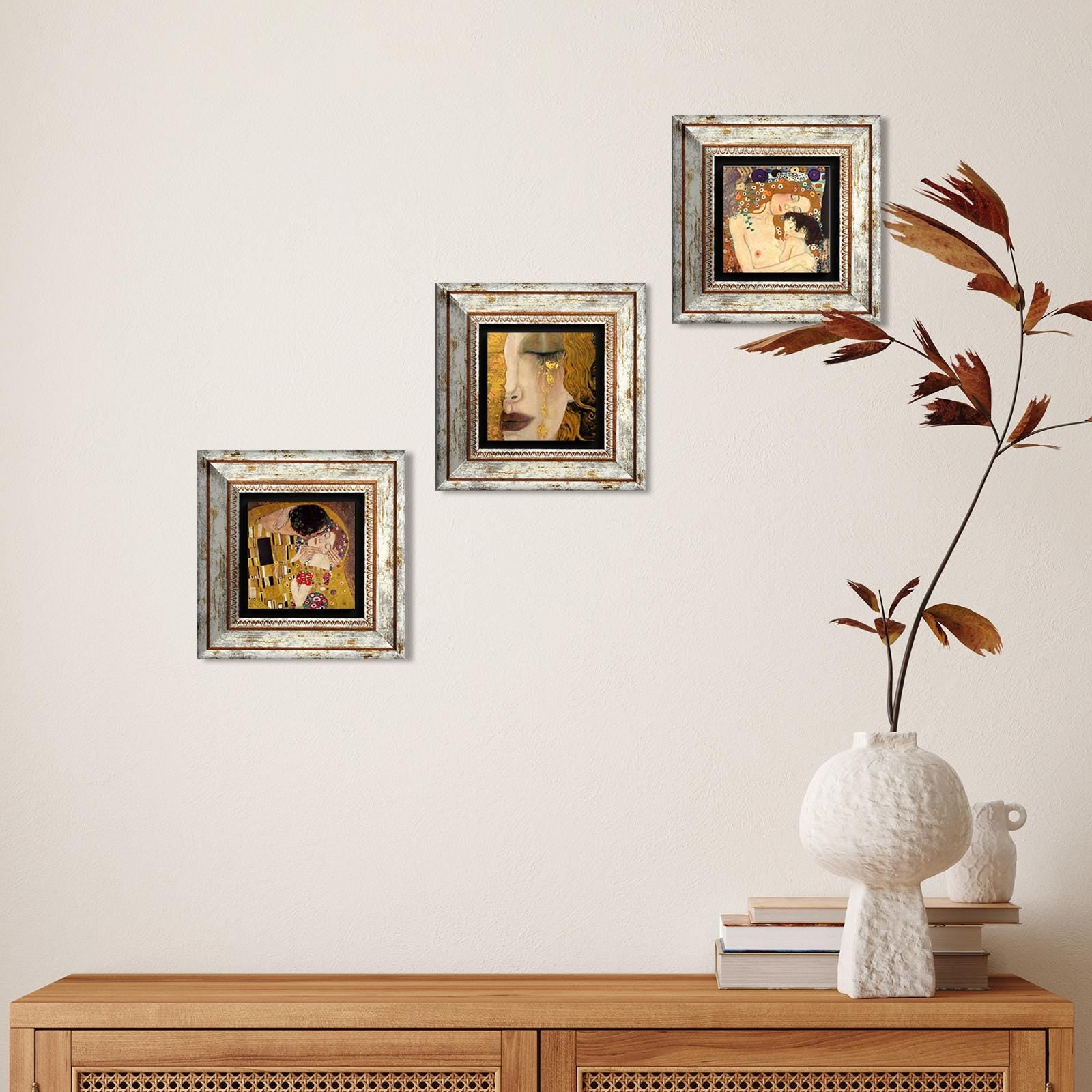 Gustav Klimt Masterpieces Trio Stone Wall Art - Golden Tears | Artistry Home