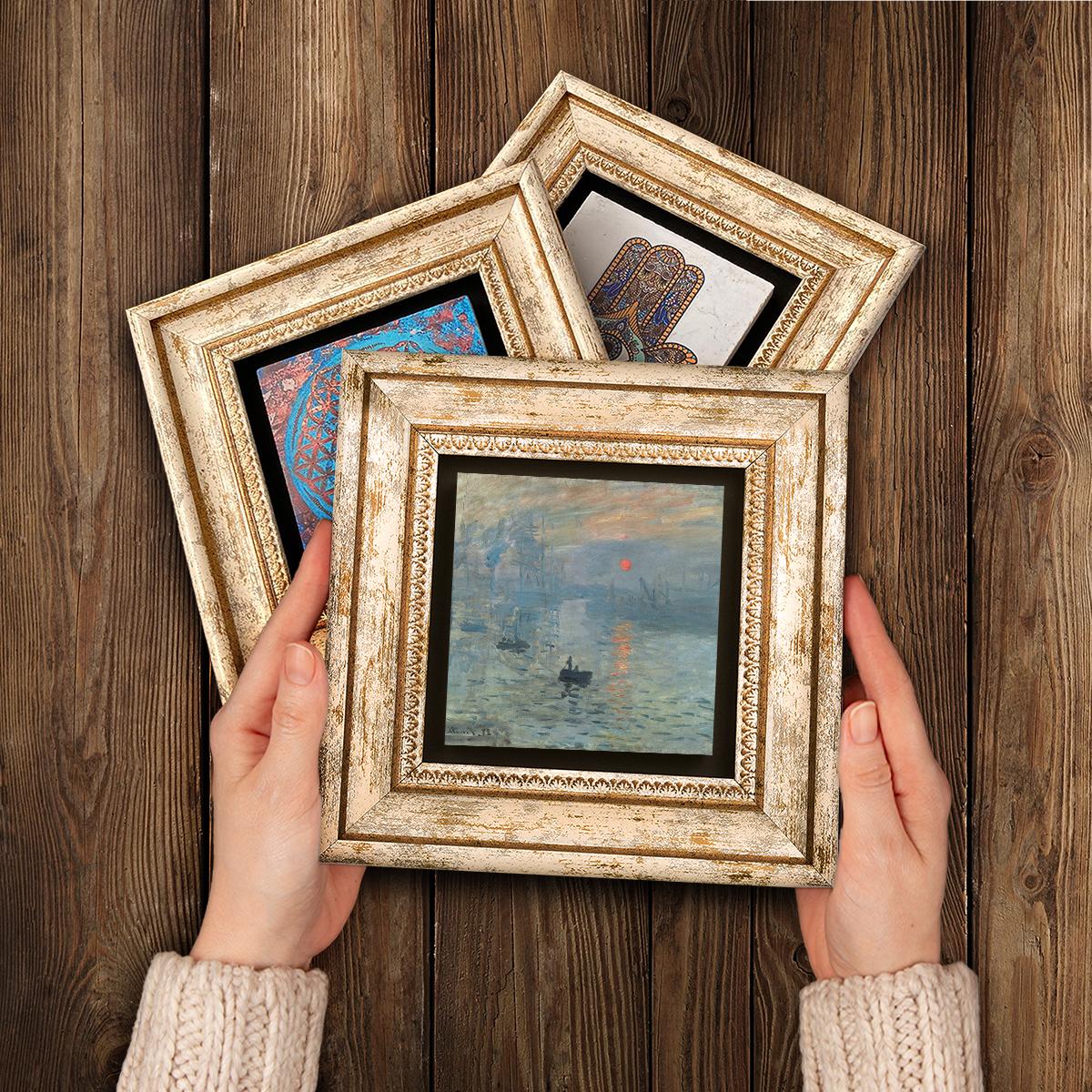 Claude Monet Masterpieces Trio Stone Wall Art - Recycled Frame | Artistry Home