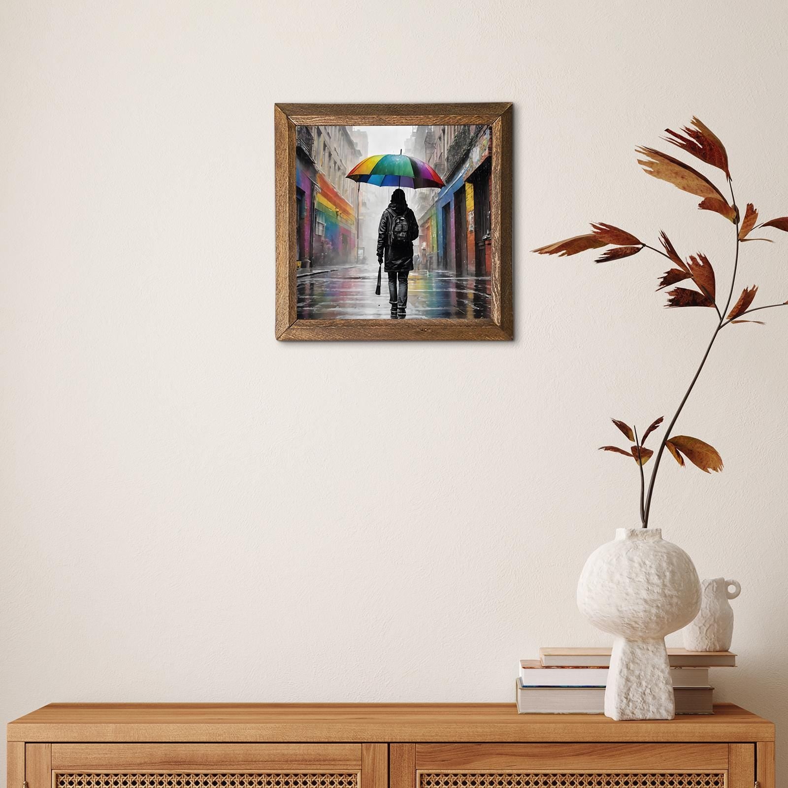 Raining Person Natural Stone Wall Art - Handmade | Artistry Home