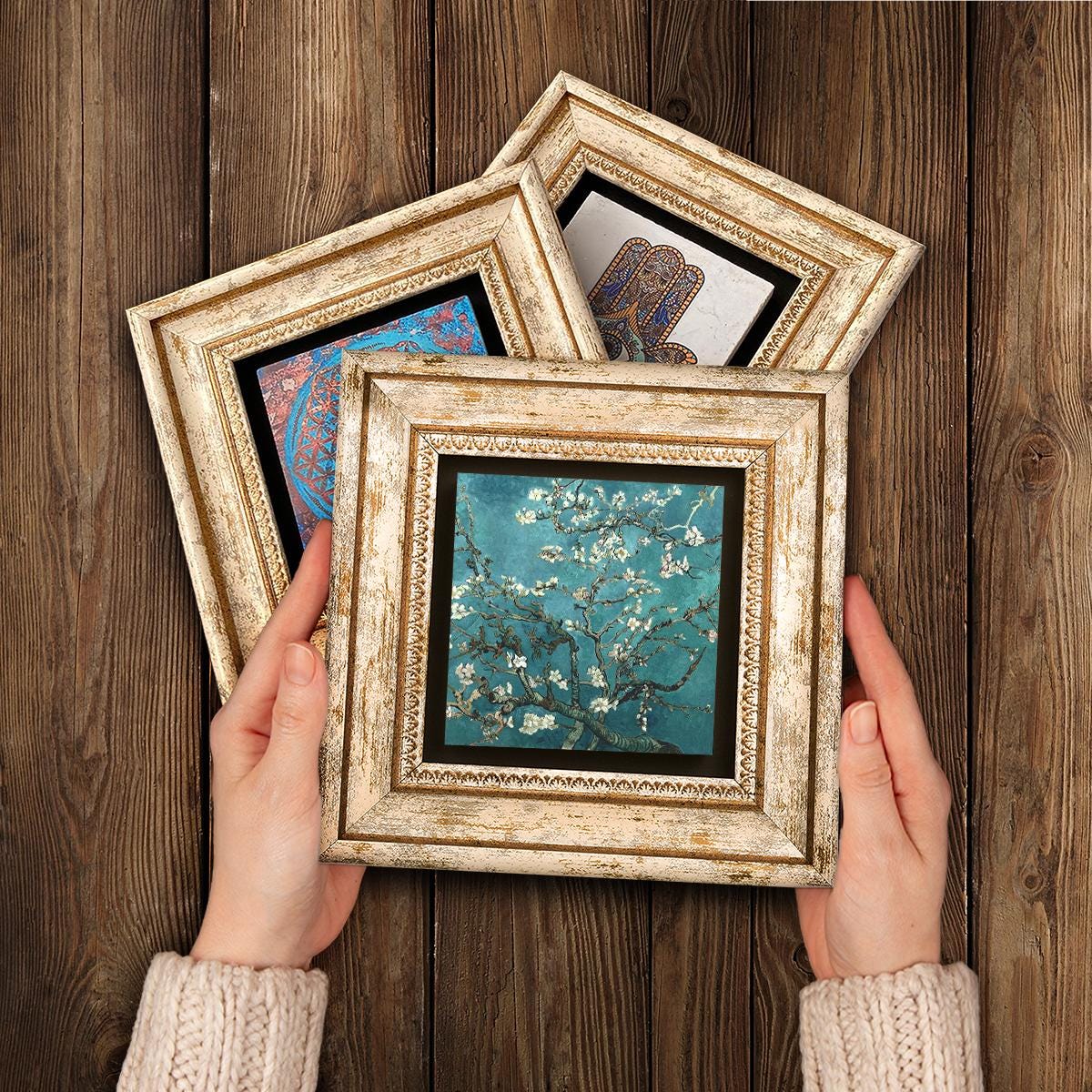 Van Gogh Masterpieces Trio Stone Wall Art - Natural Stone | Artistry Home