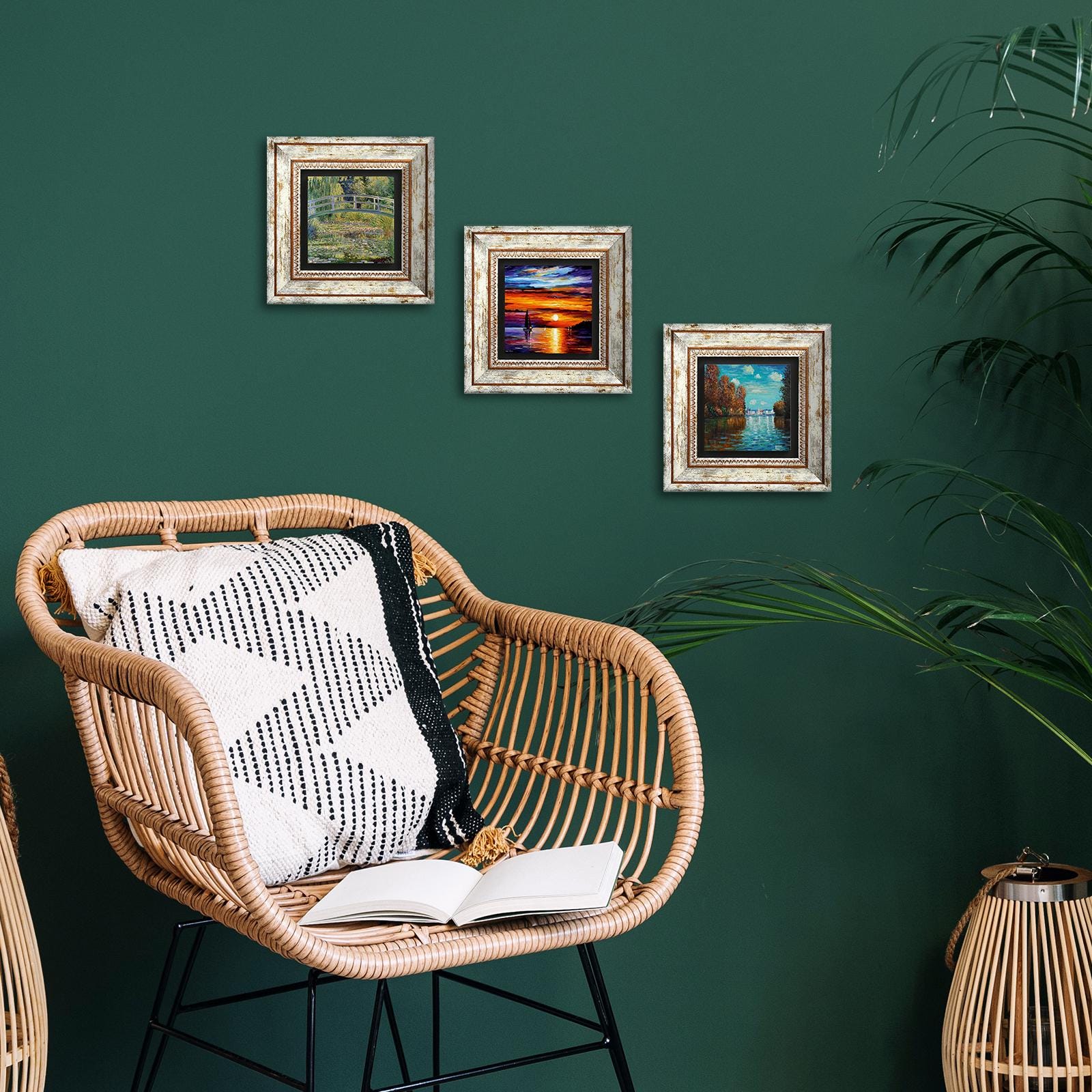 Claude Monet Trio Natural Stone Wall Art - Claude Monet | Artistry Home