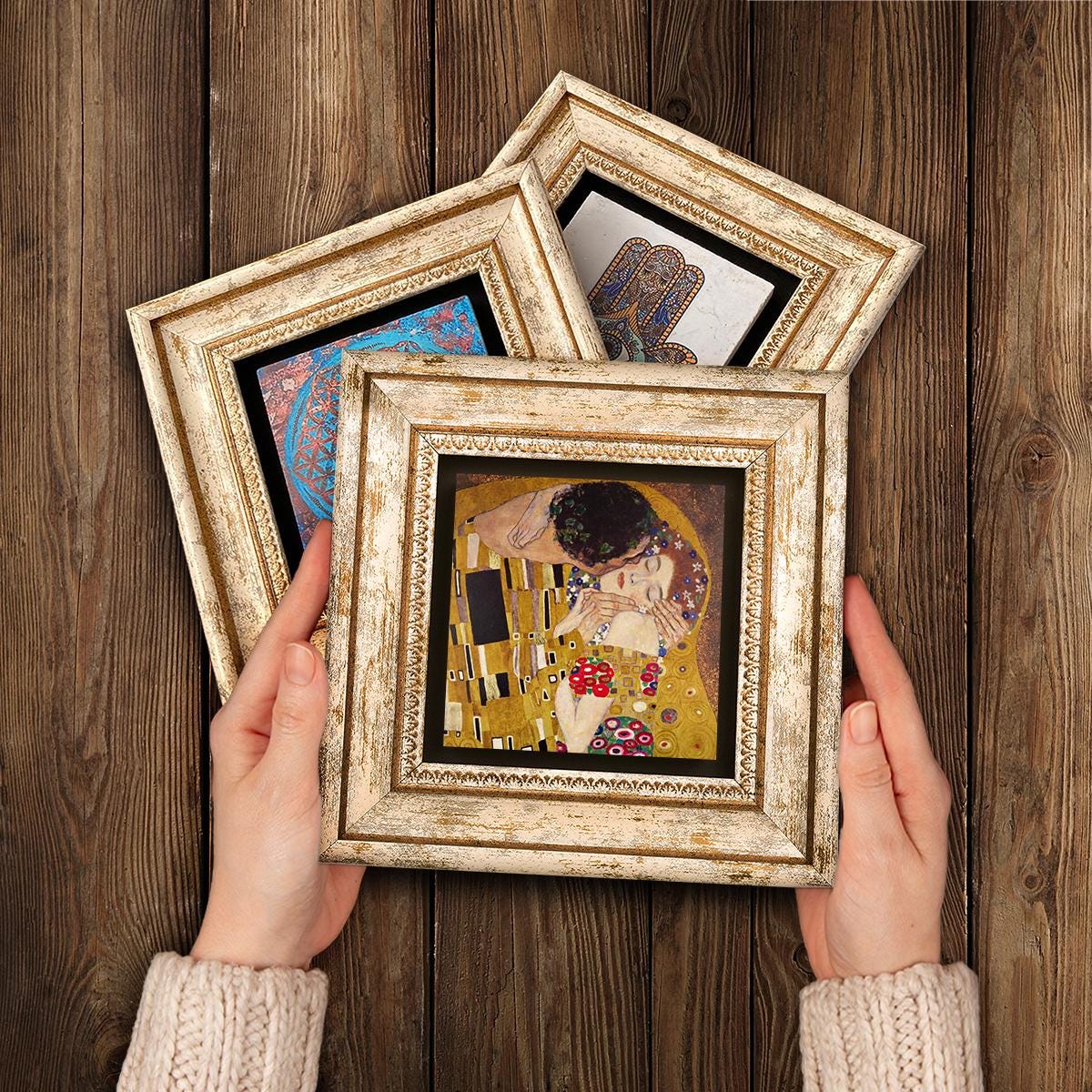 Gustav Klimt Masterpieces Trio Stone Wall Art - Natural Stone | Artistry Home