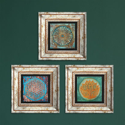 Lotus Flower Of Life Trio Stone Wall Art | Artistry Home