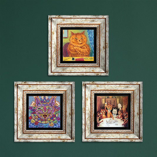 Louis Wain Cats Trio Stone Wall Art | Artistry Home