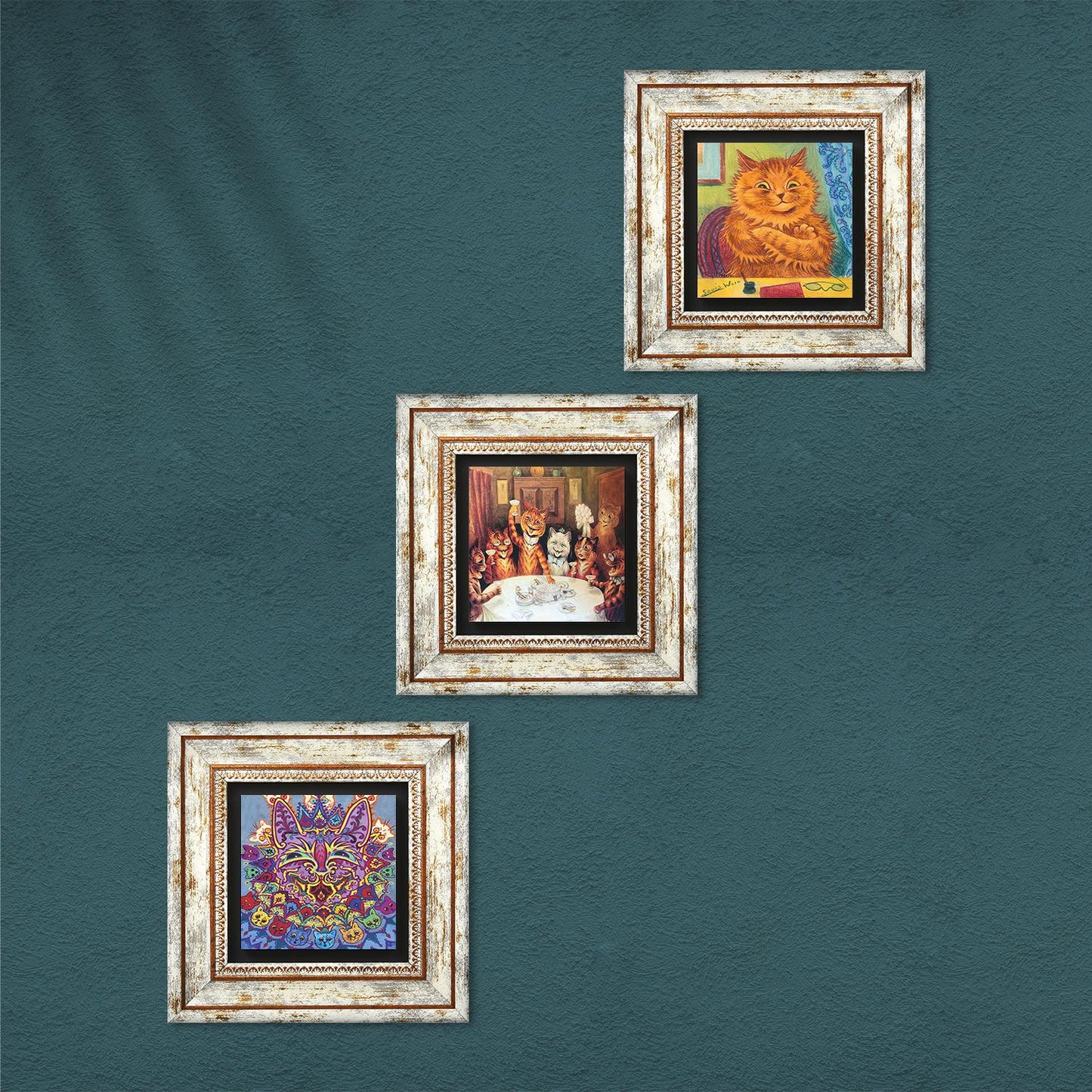 Louis Wain Cats Trio Stone Wall Art - Handmade | Artistry Home