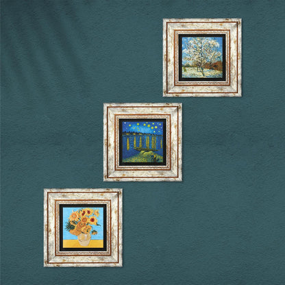 Van Gogh Trio Natural Stone Wall Art - Recycled Frame | Artistry Home