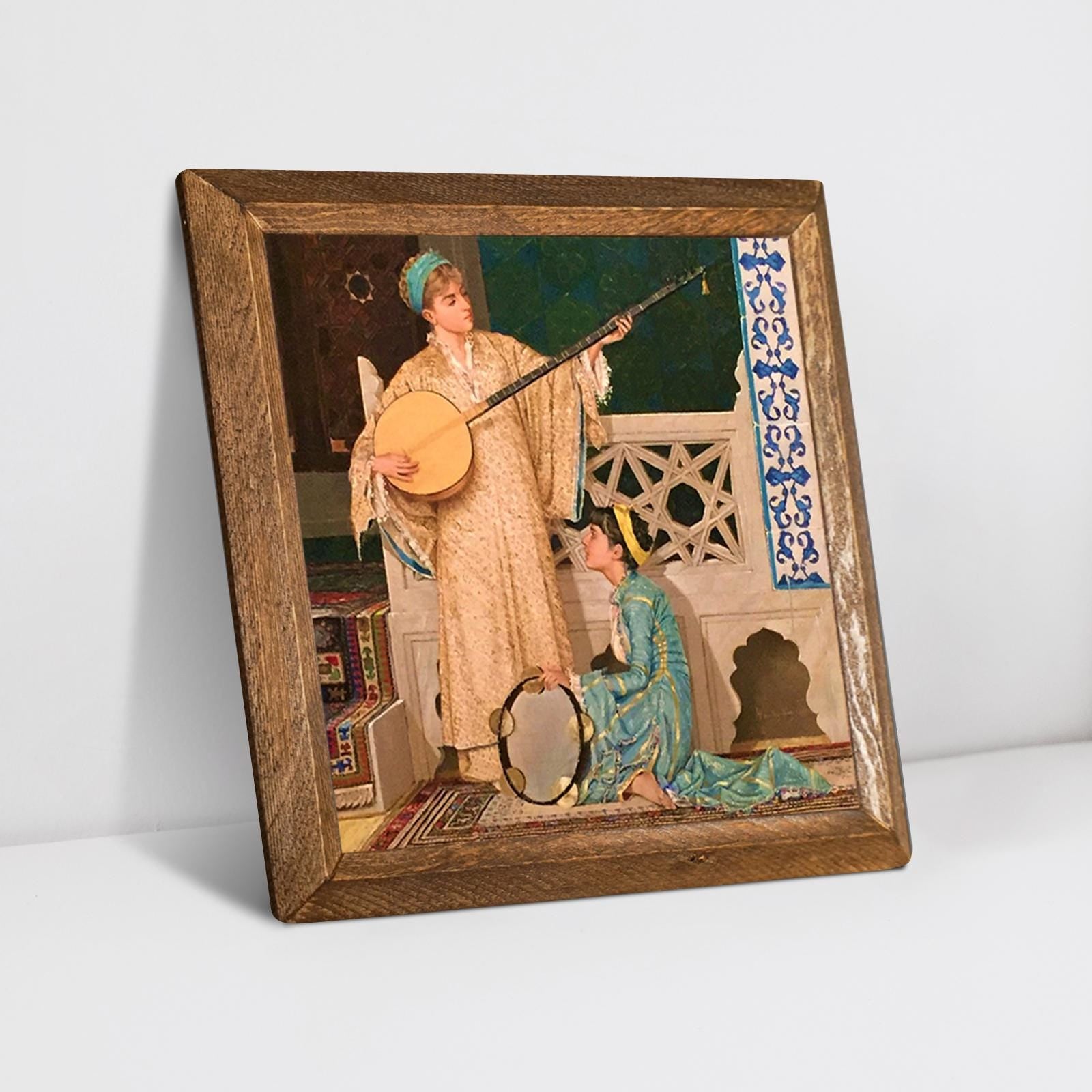 Two Musician Girls Natural Stone Wall Art - Osman Hamdi | Artistry Home