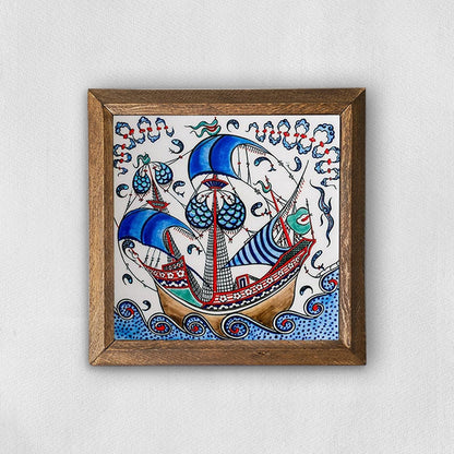 Tile Art Sailboat Natural Stone Wall Art | Artistry Home