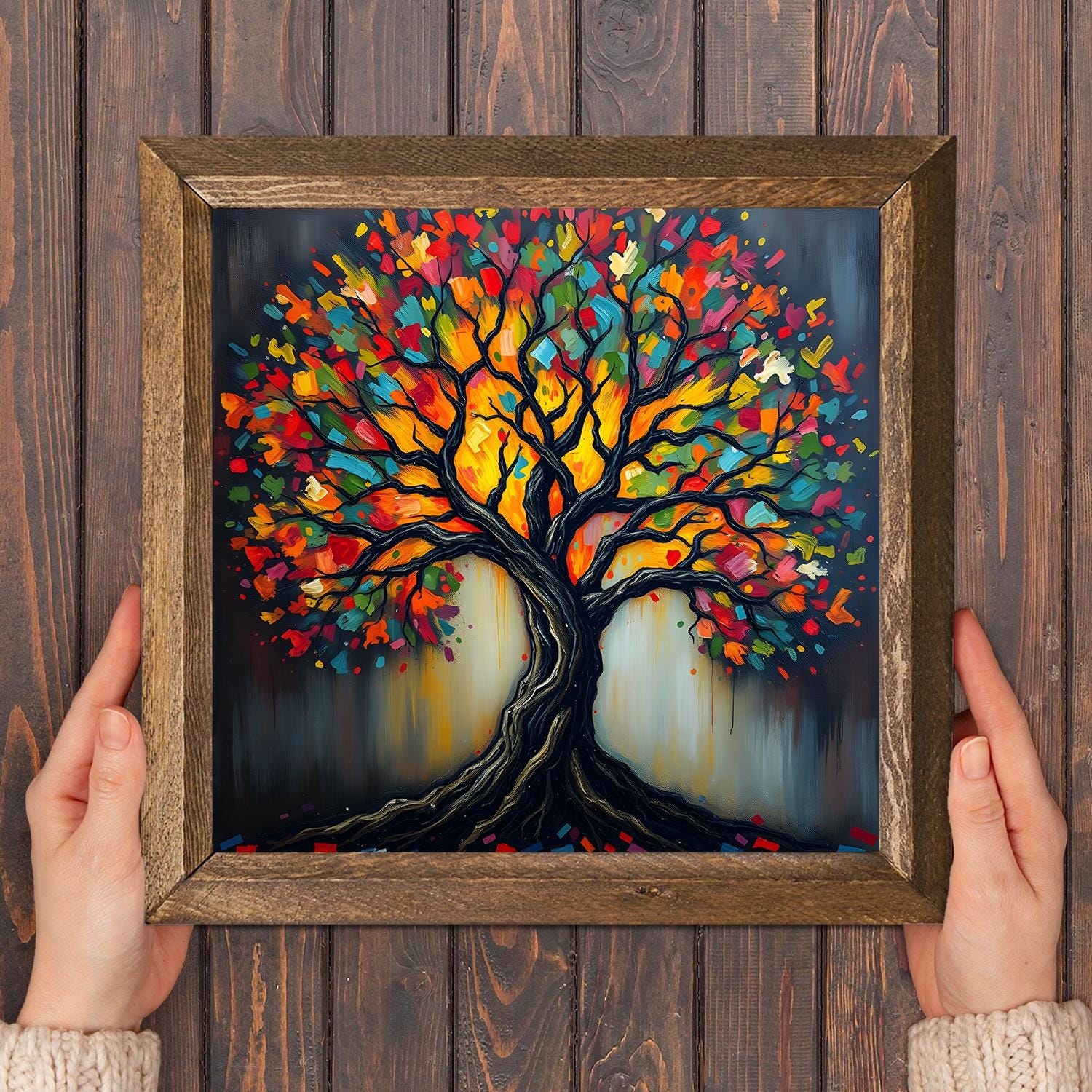 Kaleidoscope Tree Natural Stone Wall Art - Floral Art | Artistry Home