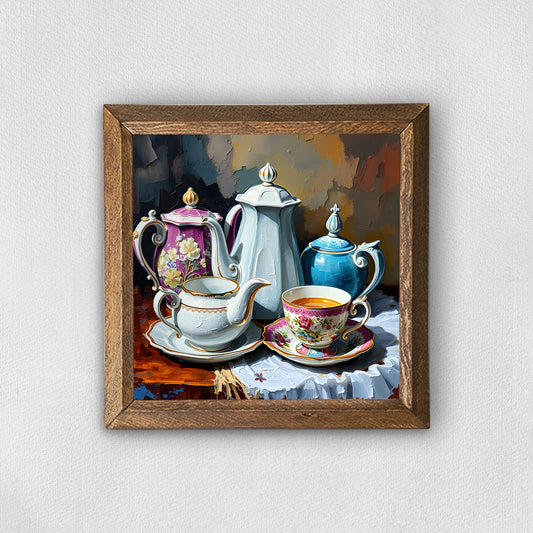 Tea Time Natural Stone Wall Art | Artistry Home