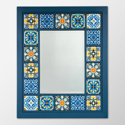 Sapphire Mosaic Handmade Anatolian Ceramic Tile Wall Mirror