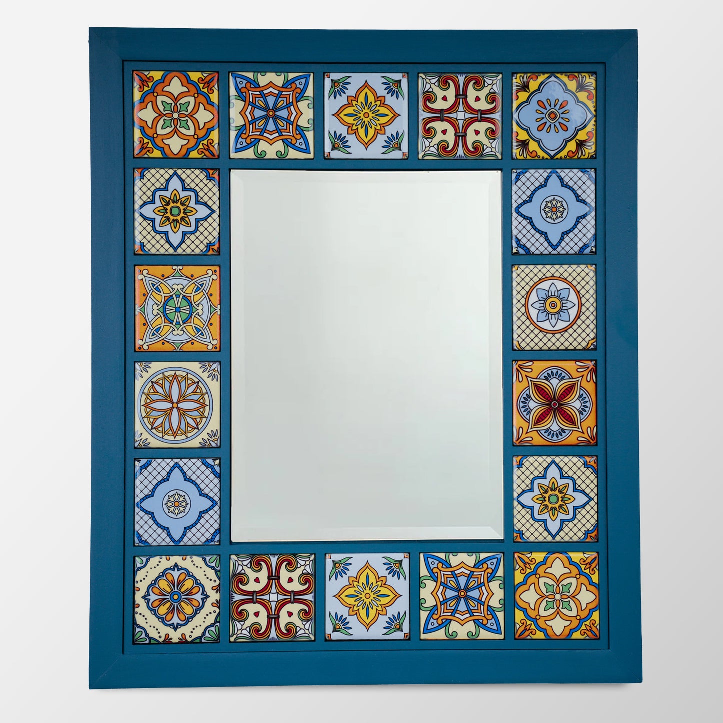 Azure Mosaic Handmade Anatolian Ceramic Tile Wall Mirror