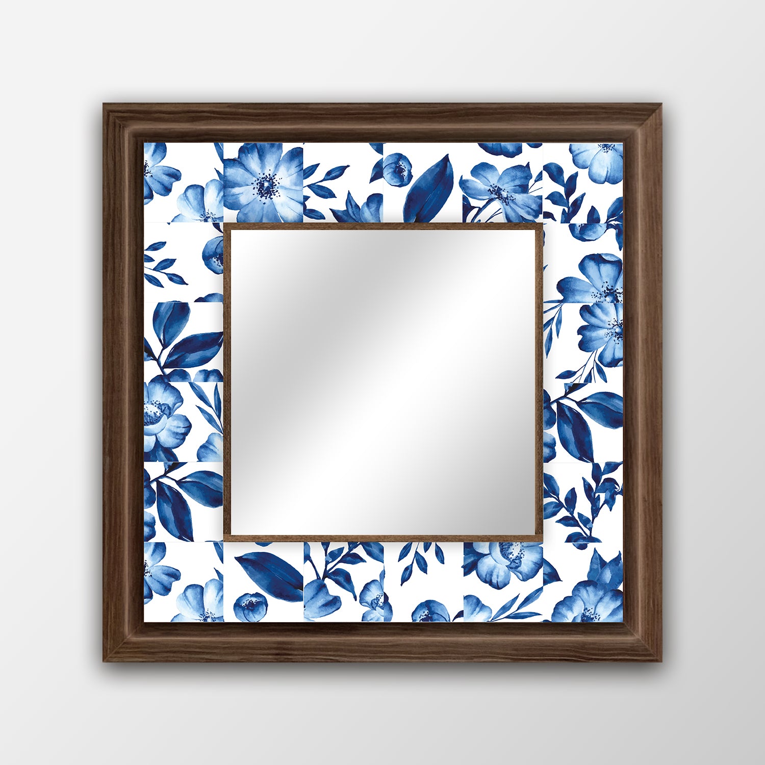 Turquoise Flowers Square Mirror | Artistry Home