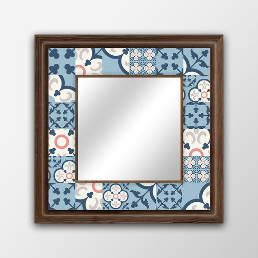 Blue Tiles Square Mirror | Artistry Home
