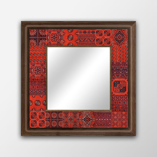 Afghan Red Square Mirror | Artistry Home