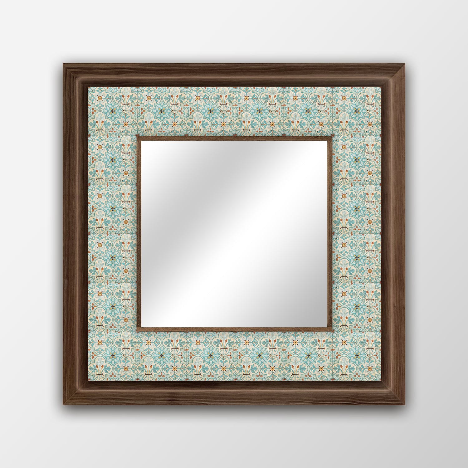 Vintage Mint Mosaic Handmade Natural Stone Wall Mirror  - Square