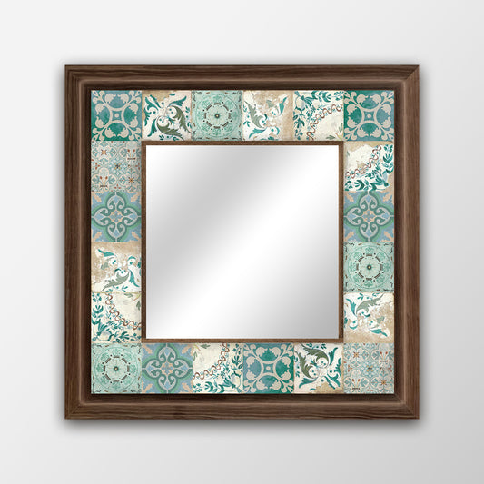 Green Tiles Square Mirror | Artistry Home