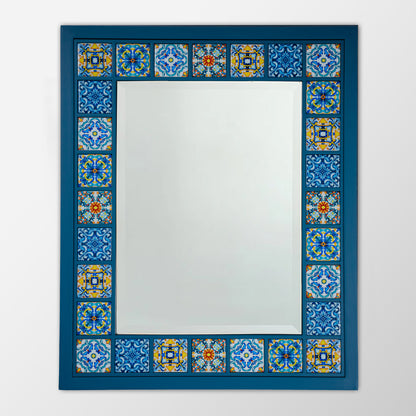 Sapphire Mosaic Handmade Anatolian Ceramic Tile Wall Mirror