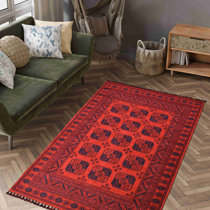 Afghan Blaze Rug - Traditional Carpet in Modern Interior | Artistry Home