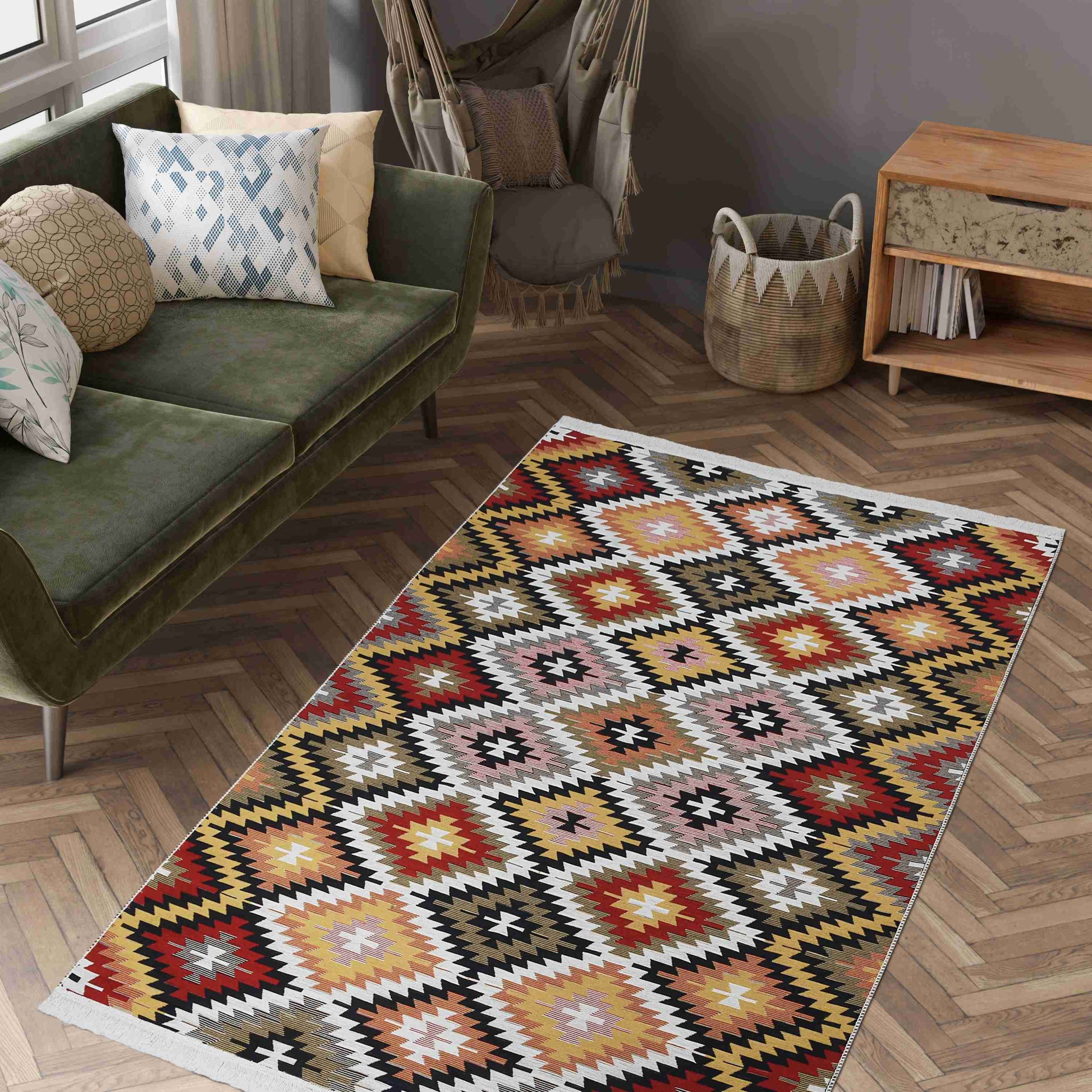 Arya Red Vivid Rug - Carpet in Modern Interior | Artistry Home