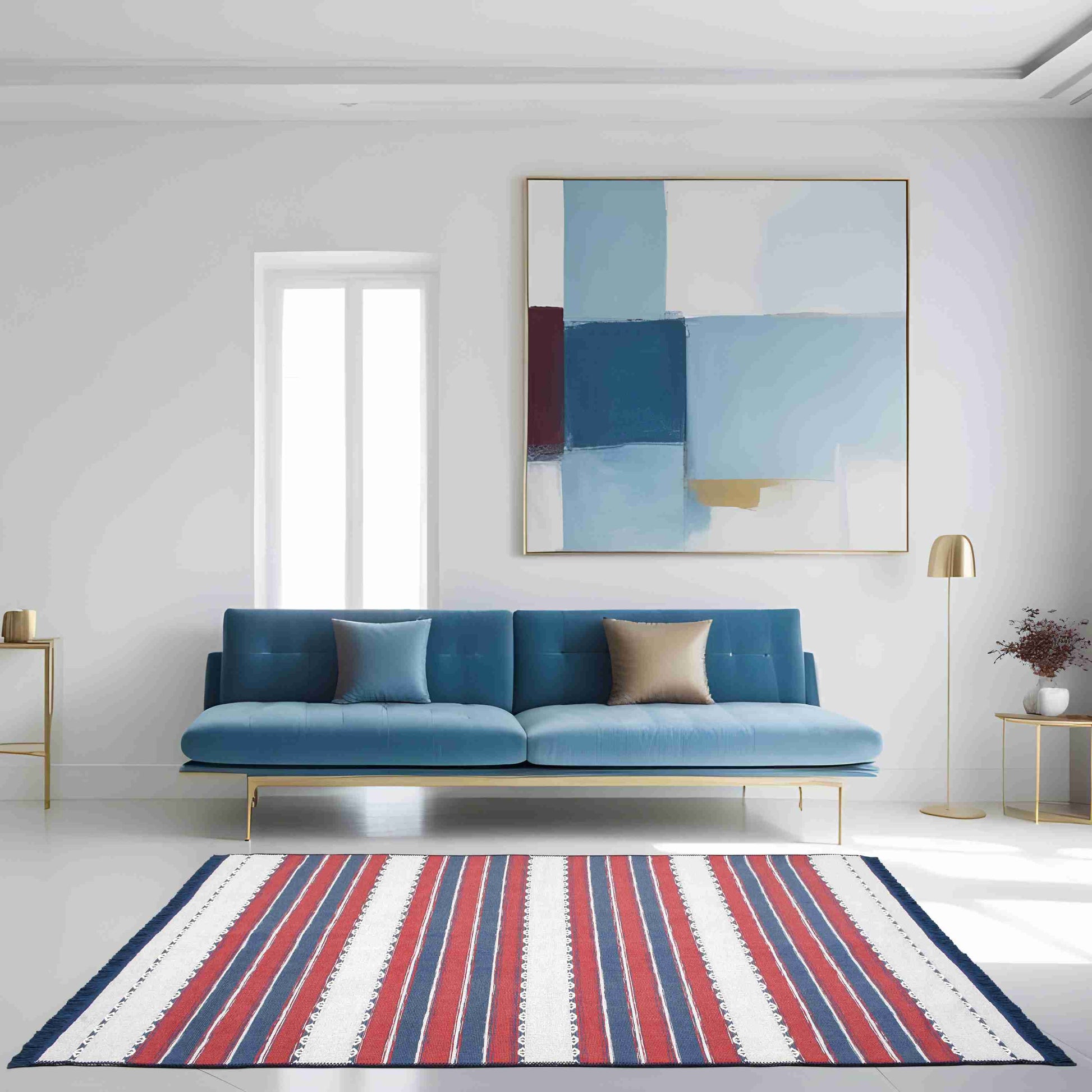 Arya Craft Navy Rug - Carpet in Modern Interior | Artistry Home