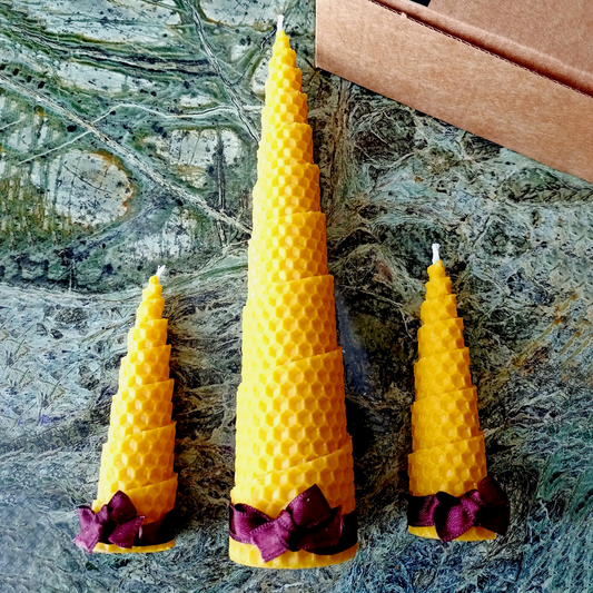 Beeswax Pyramid Candle Set
