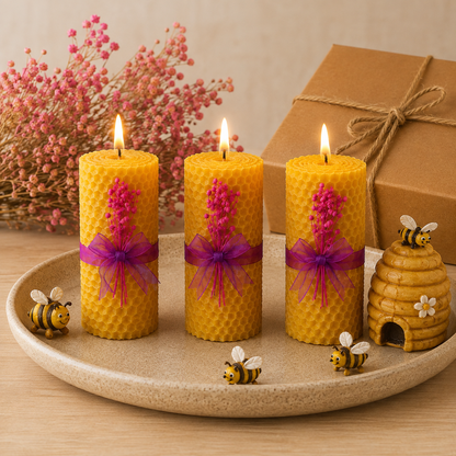 Honeycomb Beeswax Candle Gift Set of 3