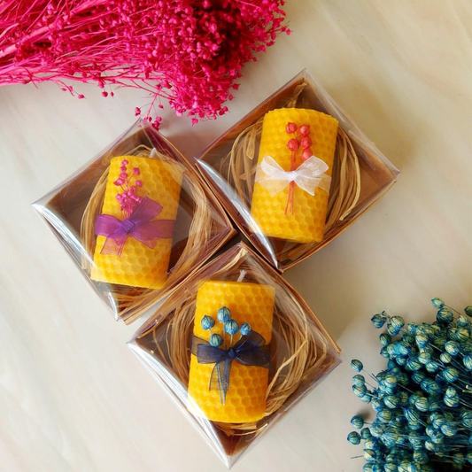 Rolled Beeswax Candle Gift Set of 3