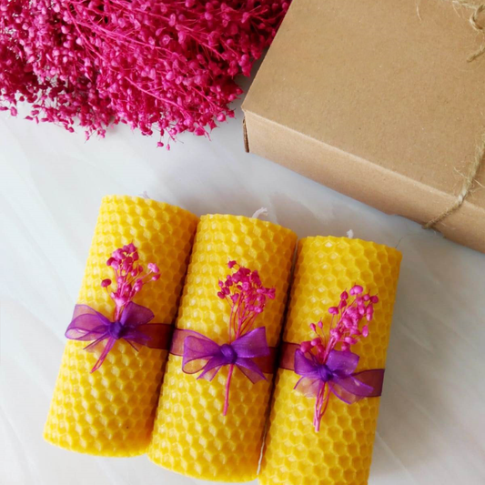 Set of 3 Beeswax Candle Set