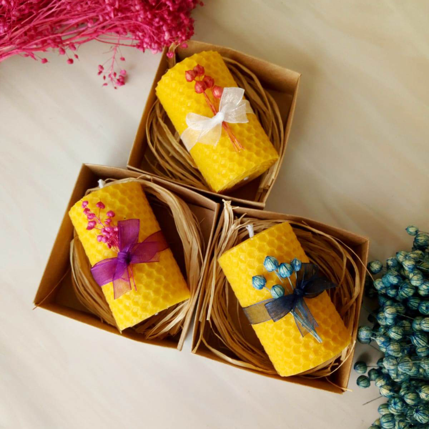 3 Rolled Beeswax Candle Gift Set