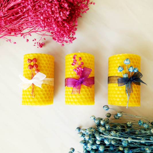 3 Rolled Beeswax Candle Gift Set