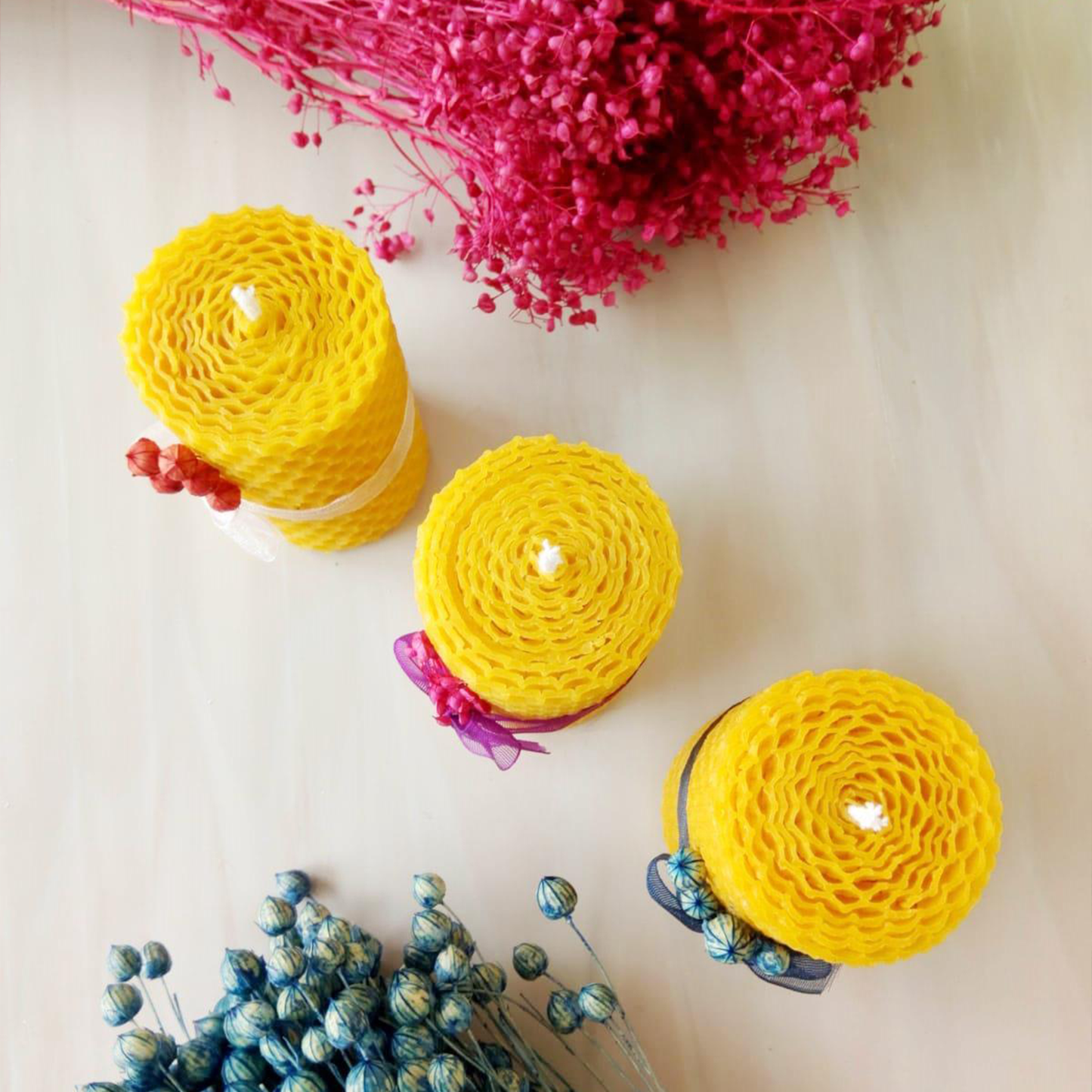 3 Rolled Beeswax Candle Gift Set