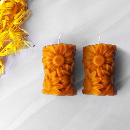Beeswax Daisy Candle Duo