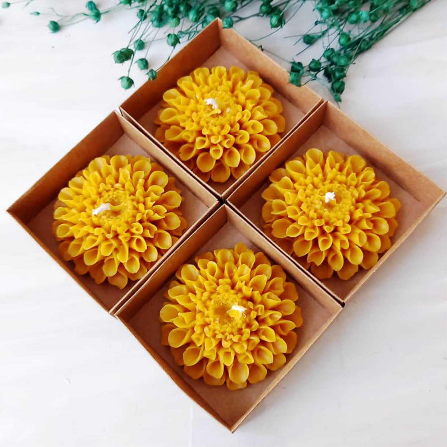 4-Piece Floral Beeswax Candle Set