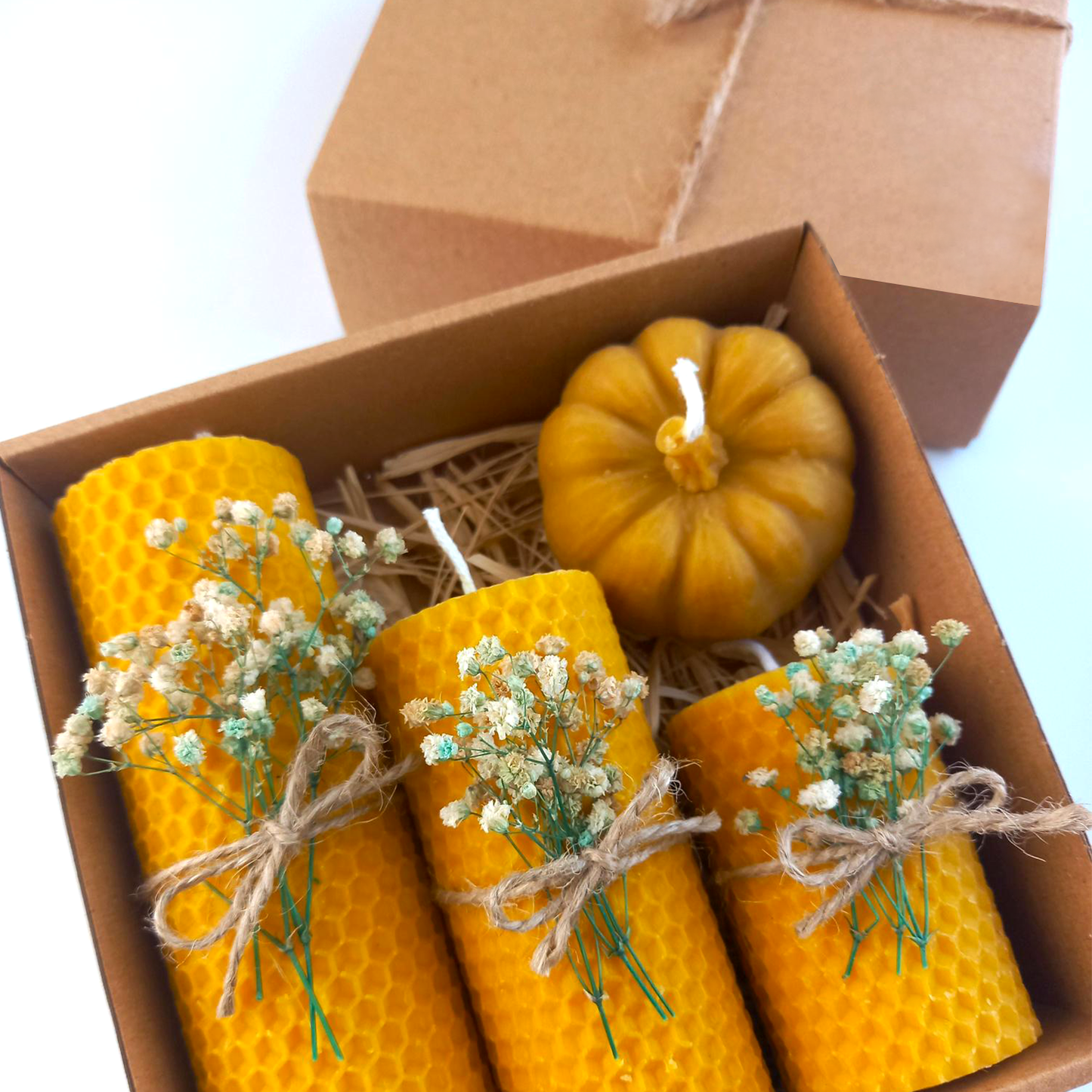 Pumpkin & Rolled Beeswax Candle Gift Set