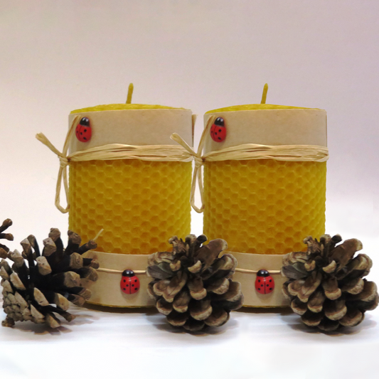 Handmade Beeswax Candle Duo