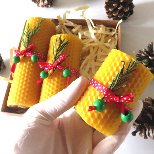 Pine Beeswax Candle Set