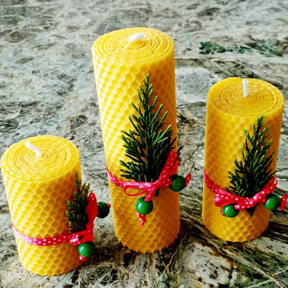 Pine Beeswax Candle Set