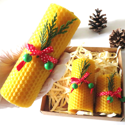 Pine Beeswax Candle Set