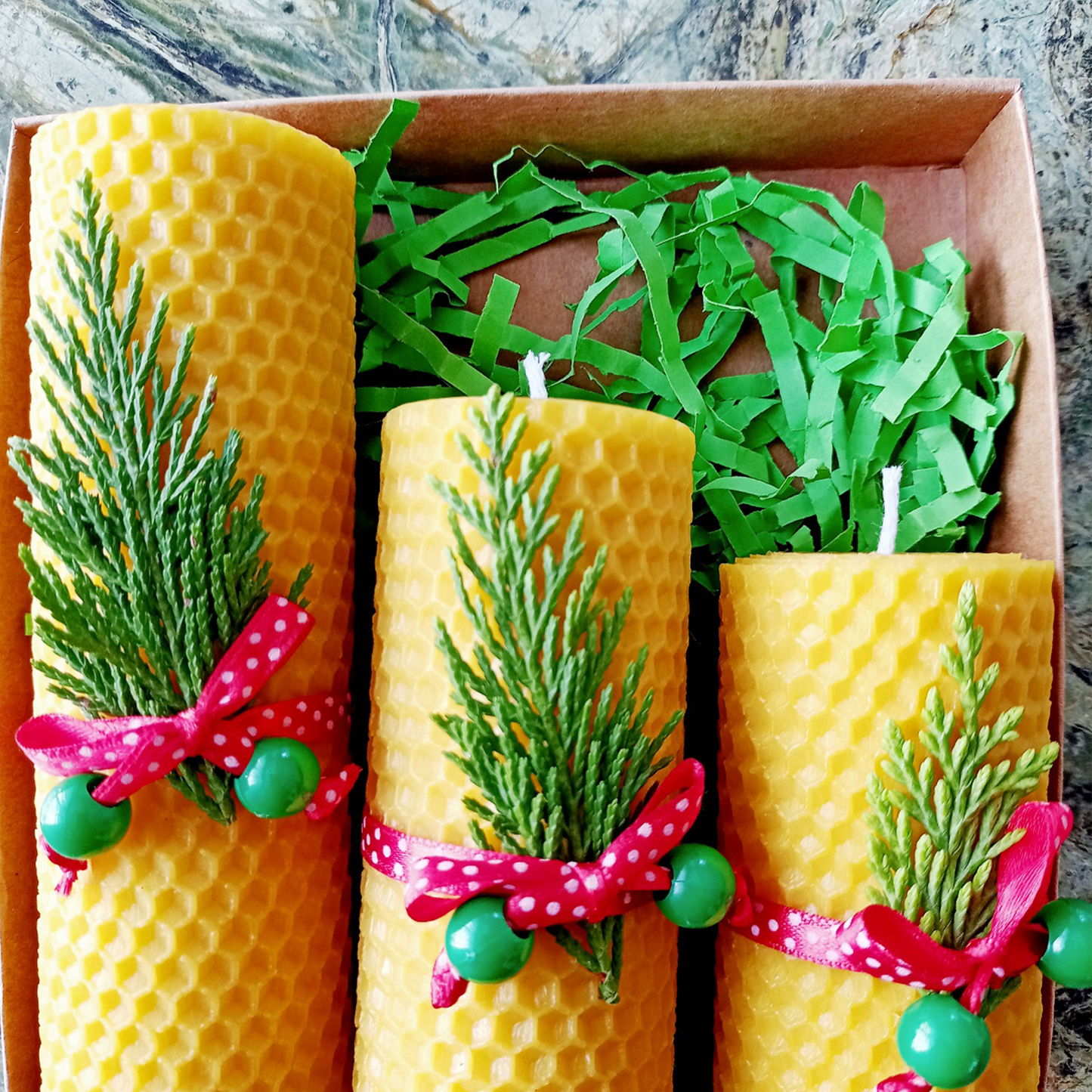 Pine Beeswax Candle Set