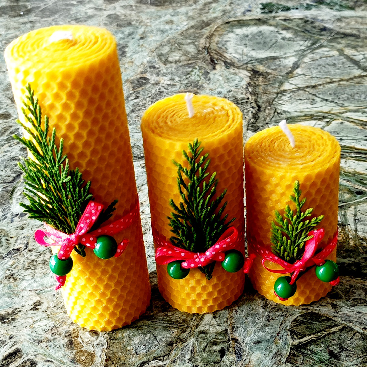 Pine Beeswax Candle Set
