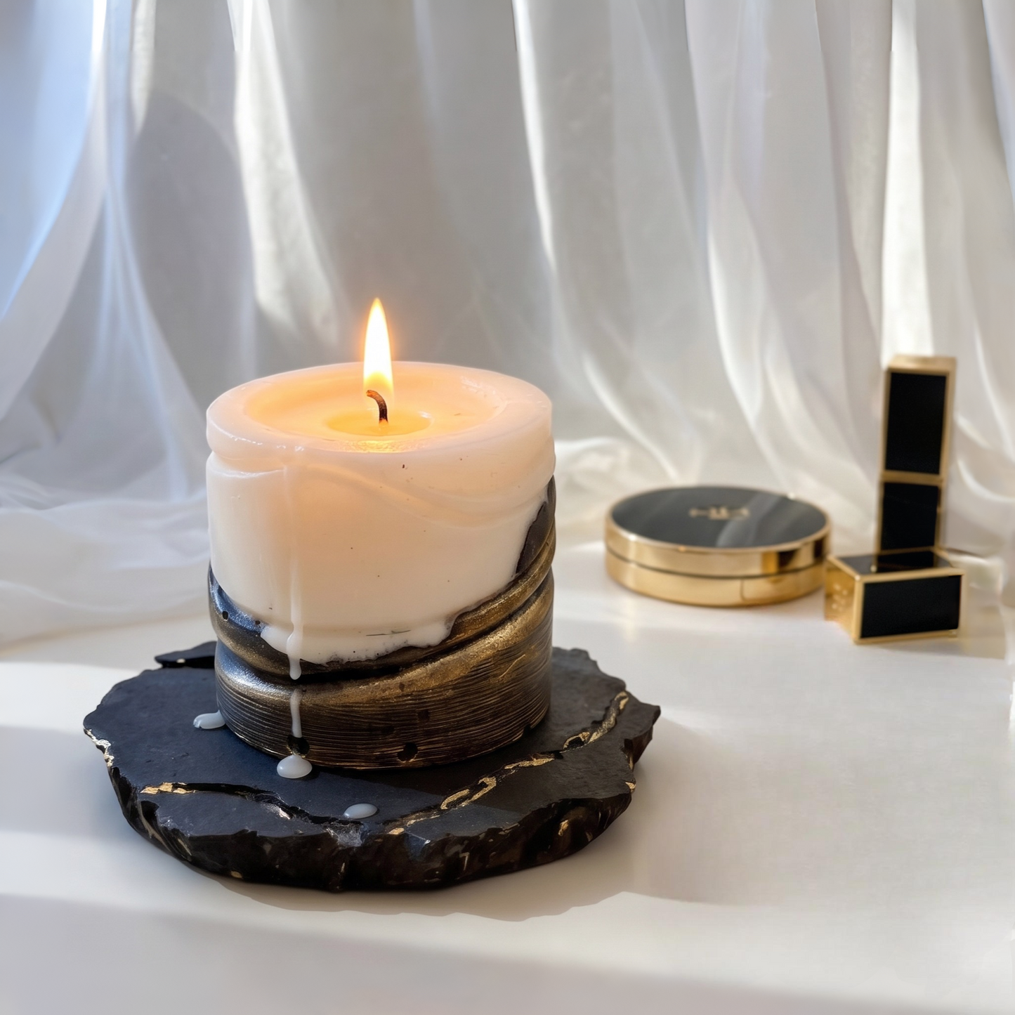 Midnight Gold Sculpted Soy Candle
