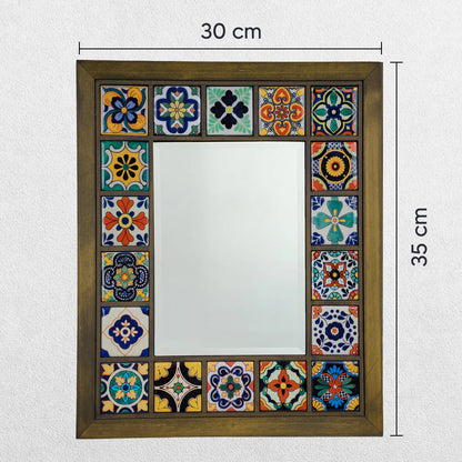 Mediterranean Edition Handmade Anatolian Ceramic Tile Wall Mirror